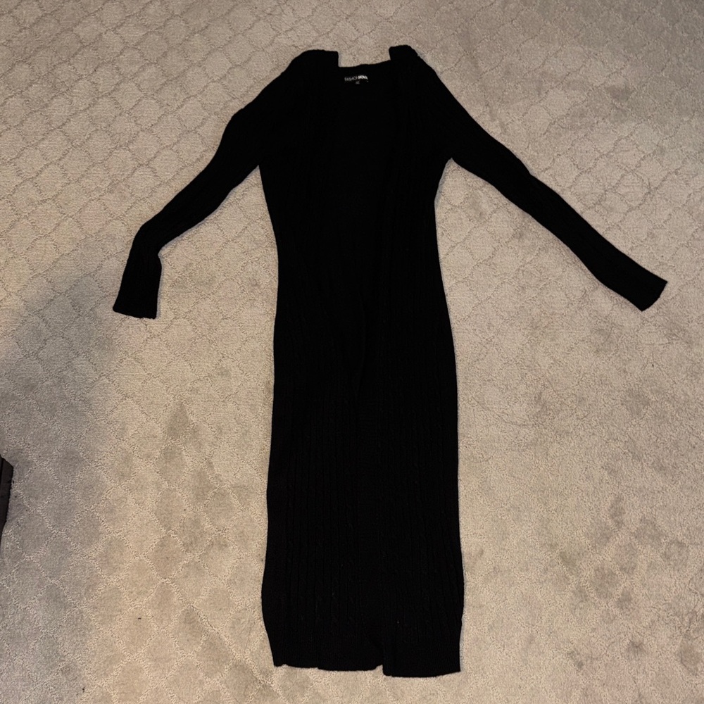 FASHION NOVA LONG BLACK KNIT CARDIGAN